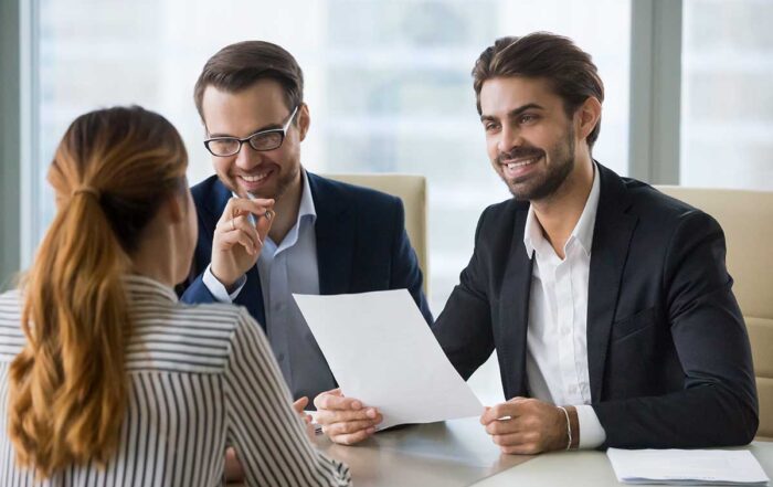 Young woman at a job interview